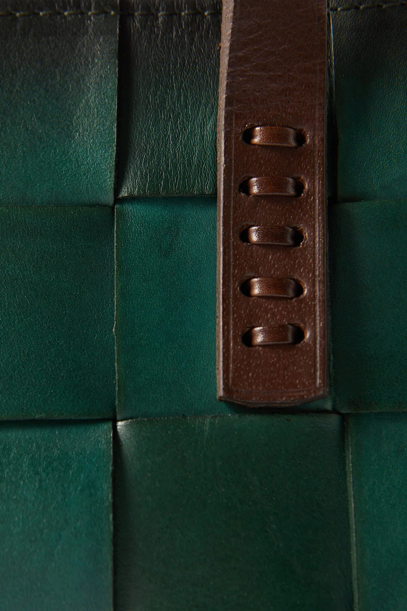 Japan Tote Forest Green w/ flat Dark Brown handles - Image 3